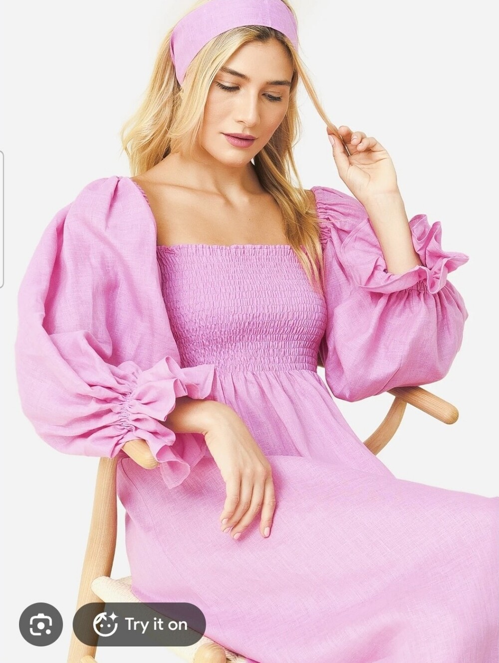 Sleeper 100% linen mauve pink atlanta midi cottagecore feminine coquette formal